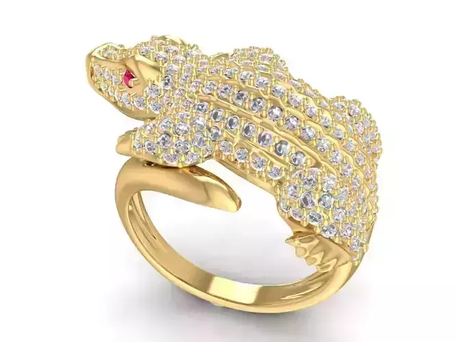 Women Crocodile Ring with Diamond Accents Design 3087