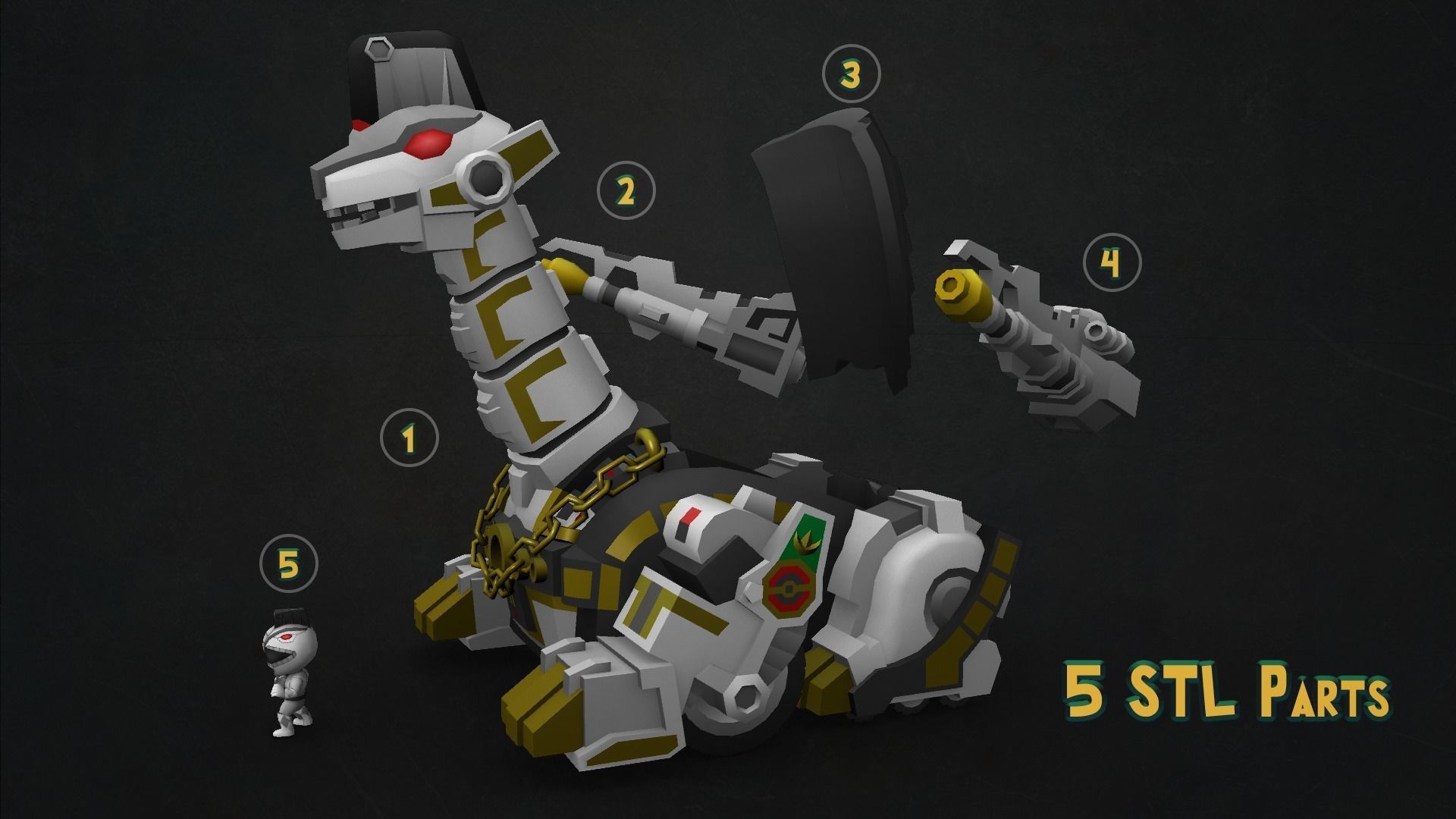 TITANUS and White Ranger Low-poly 3D model_3