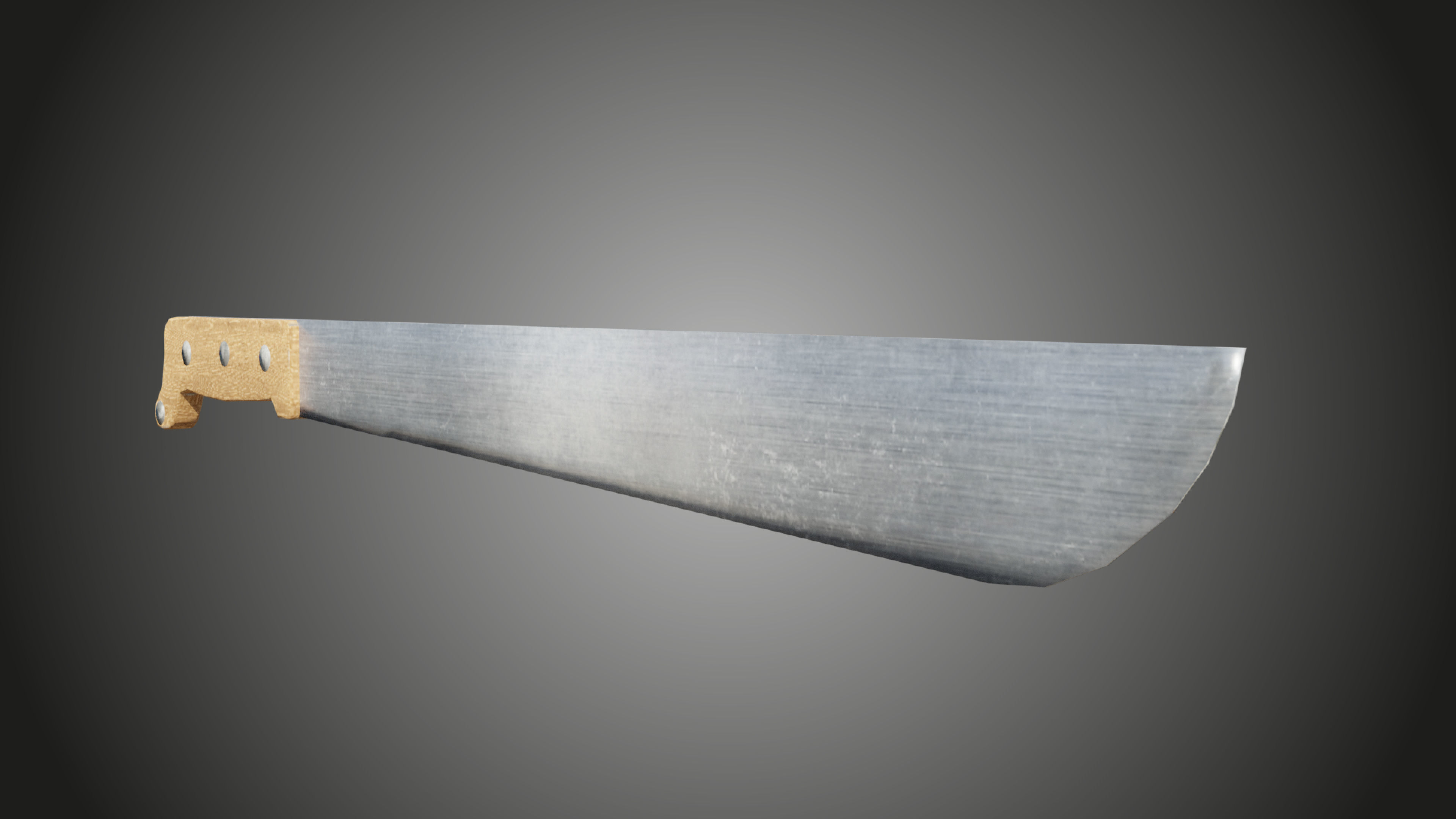 Machete knife with wooden handle Low-poly 3D model_4