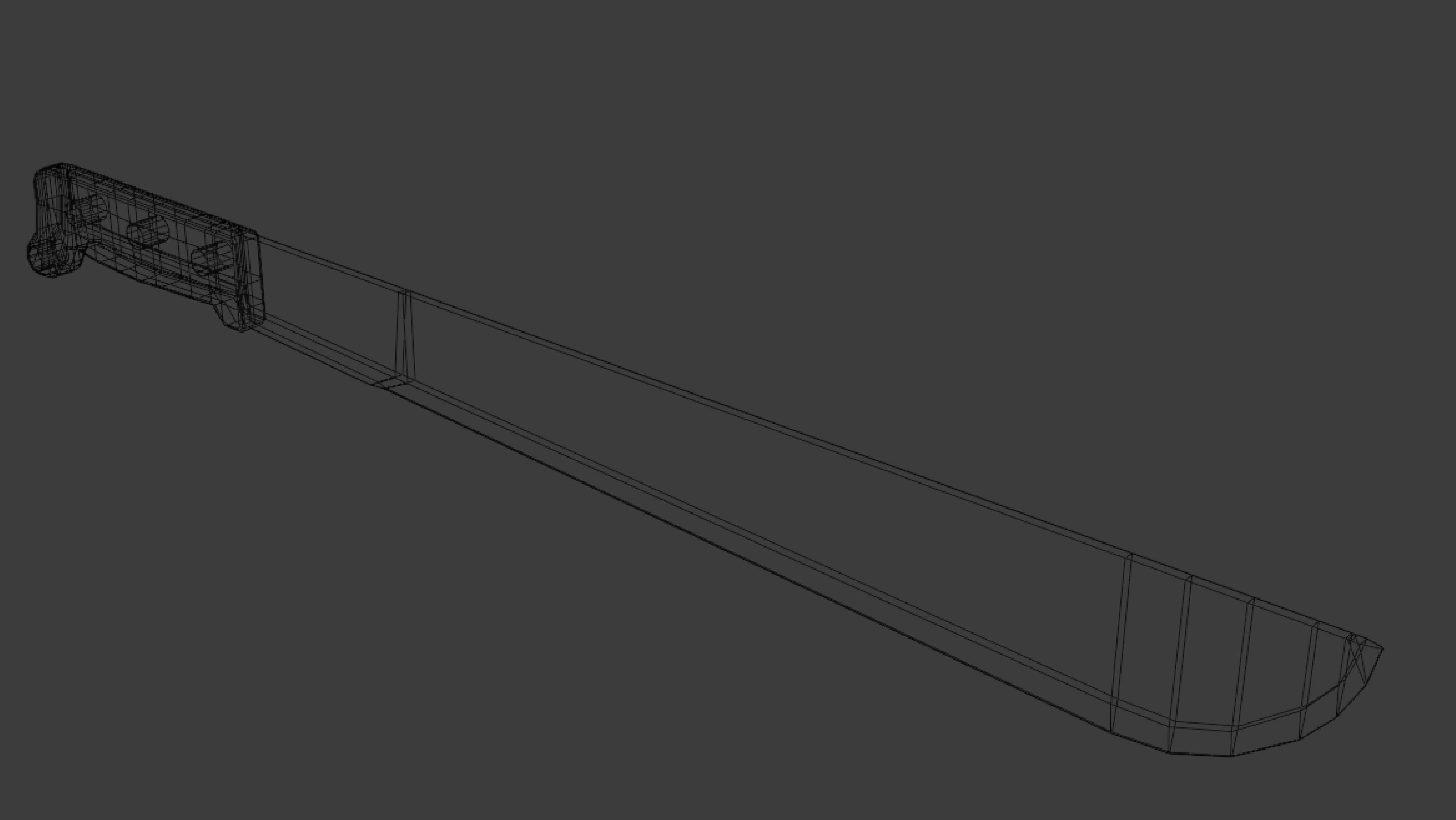 Machete knife with wooden handle Low-poly 3D model_5