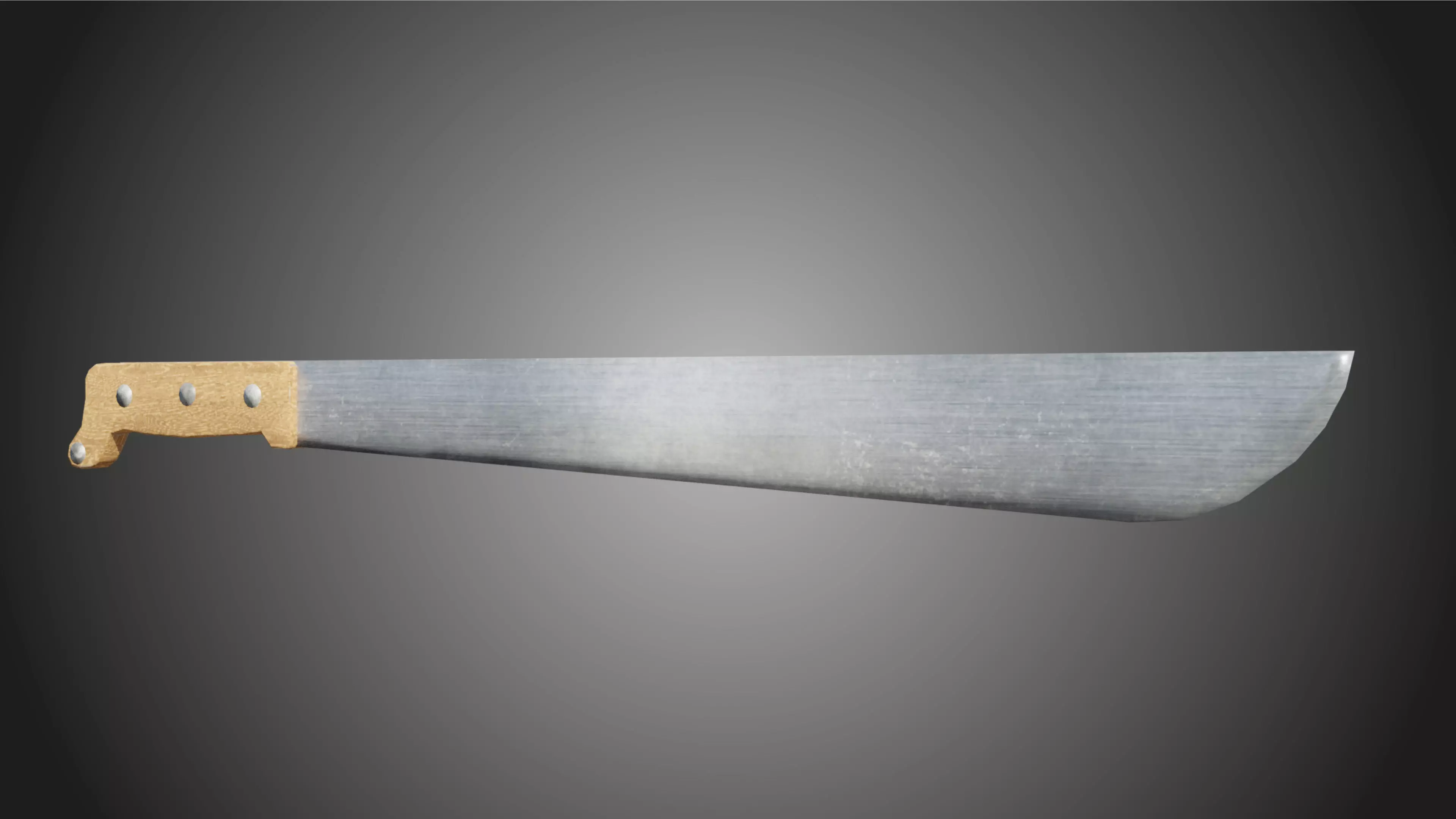 Machete knife with wooden handle Low-poly 3D model_0
