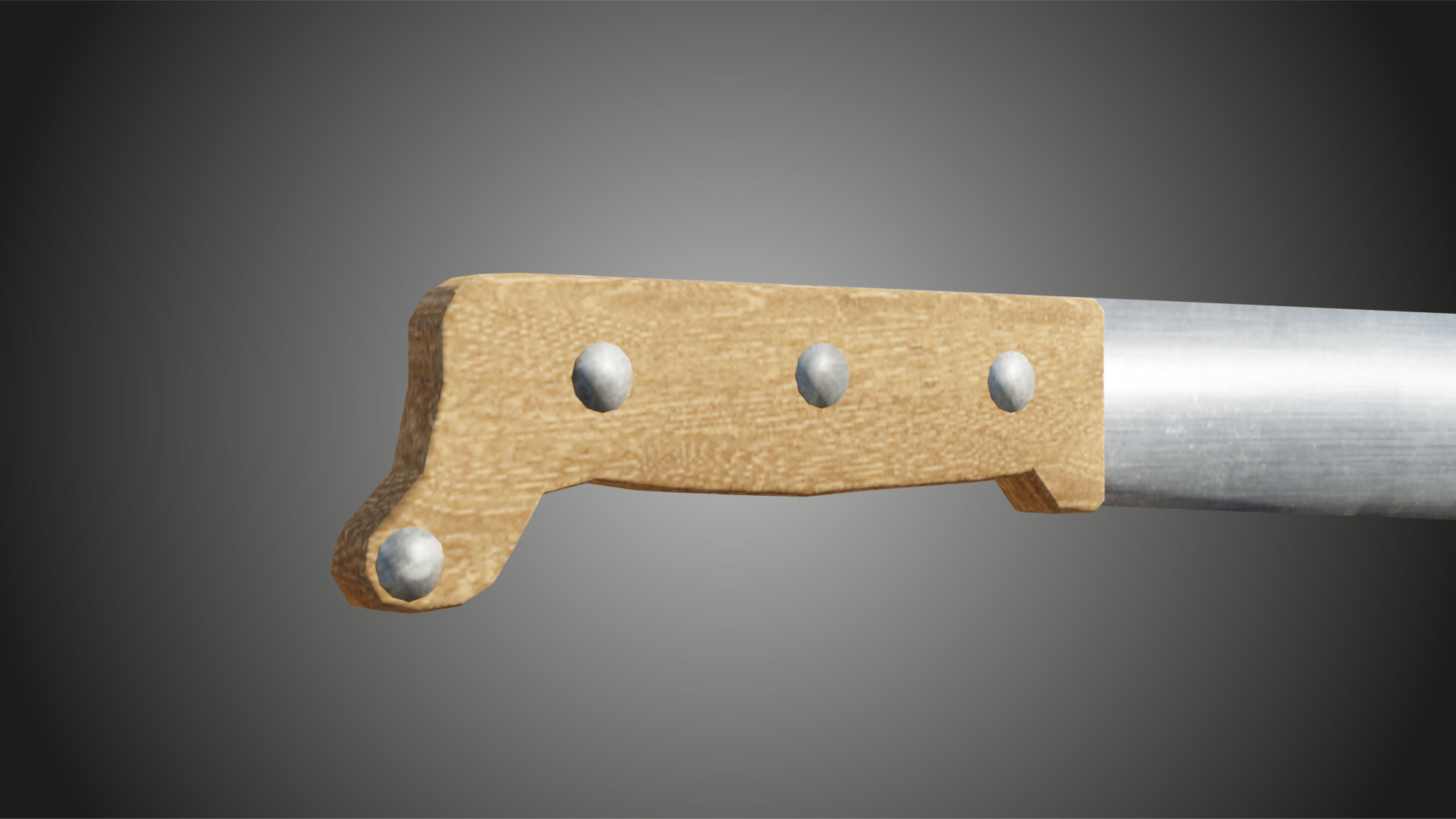 Machete knife with wooden handle Low-poly 3D model_3