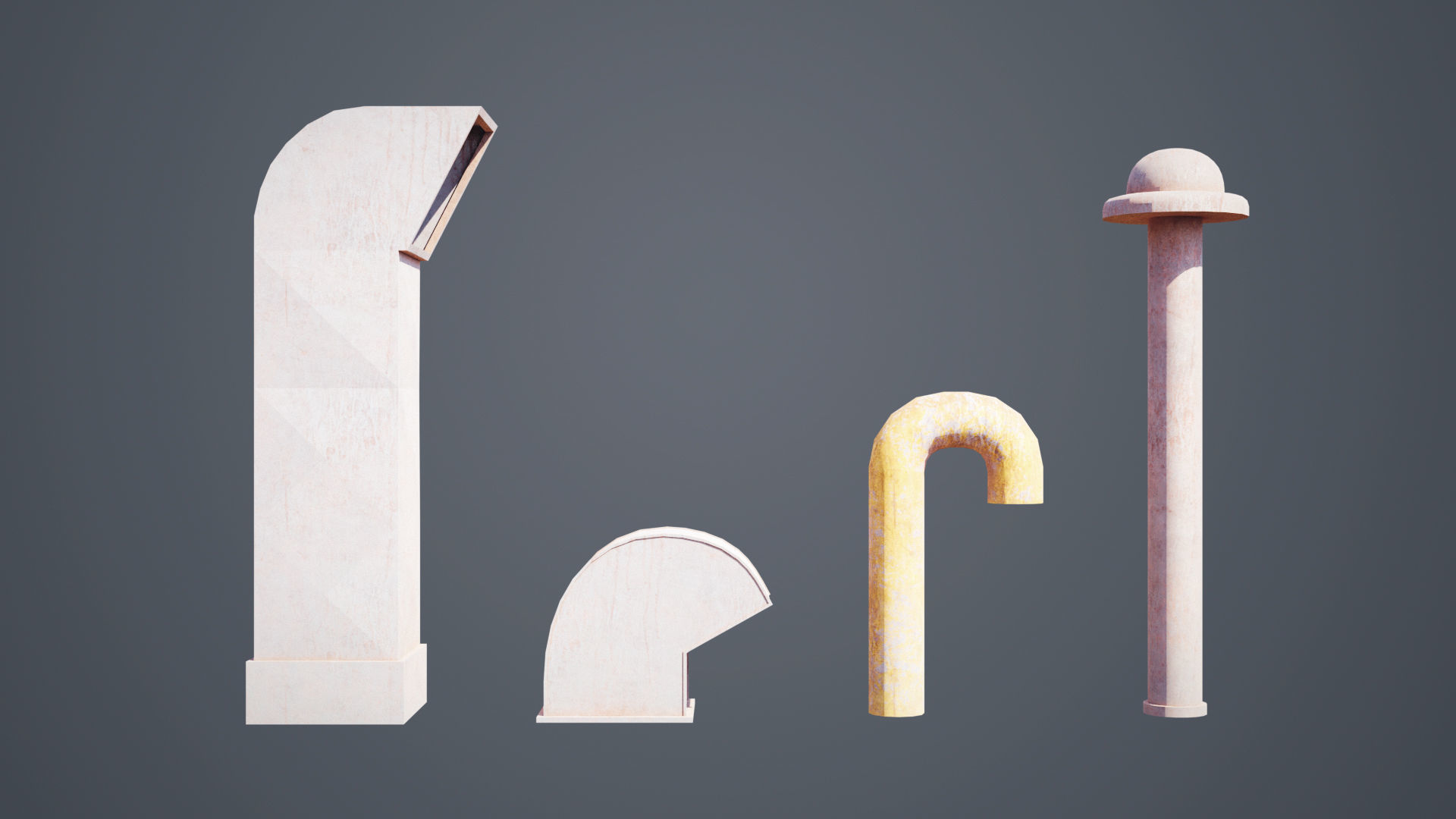 Abandoned building modular kit Low-poly 3D model_18