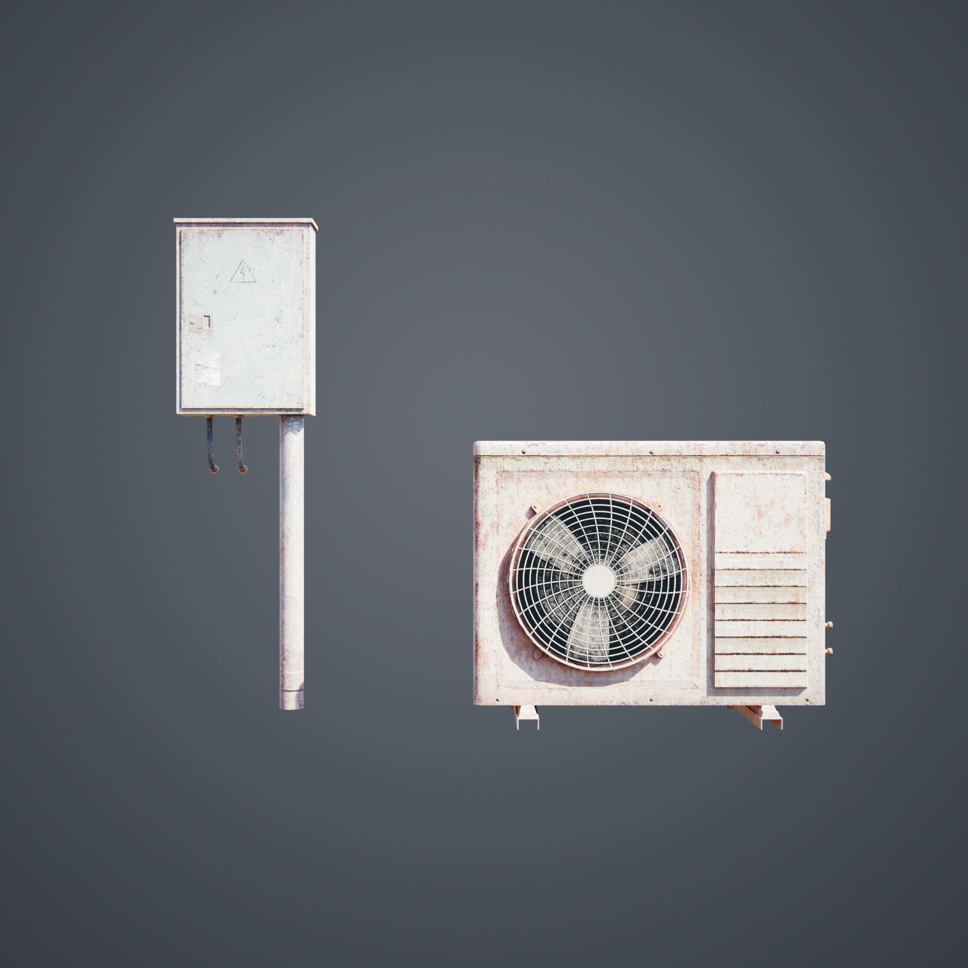 Abandoned building modular kit Low-poly 3D model_12