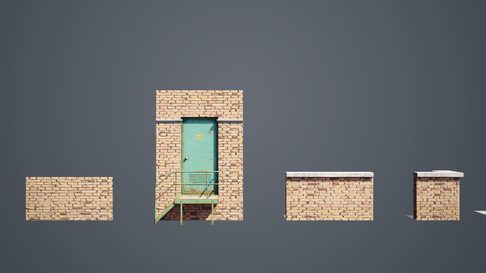 Abandoned building modular kit Low-poly 3D model_8