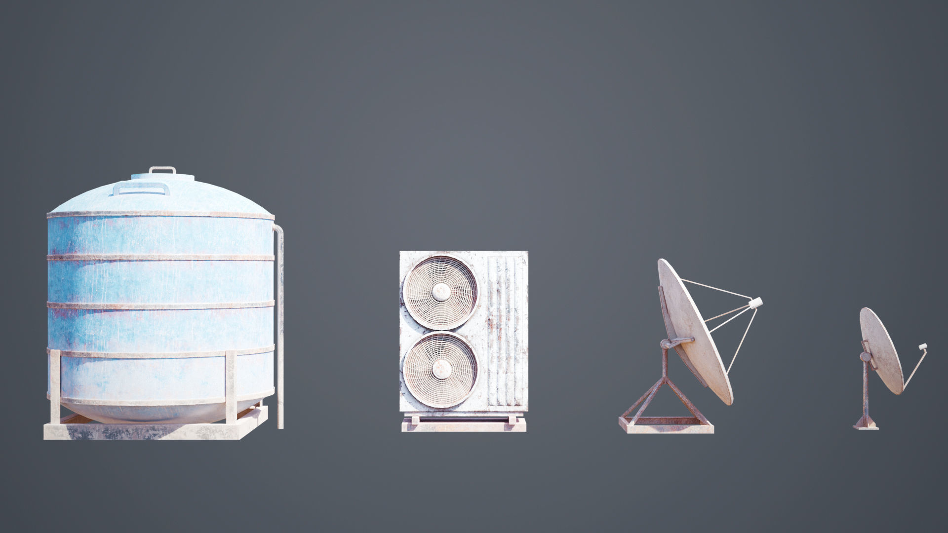 Abandoned building modular kit Low-poly 3D model_21