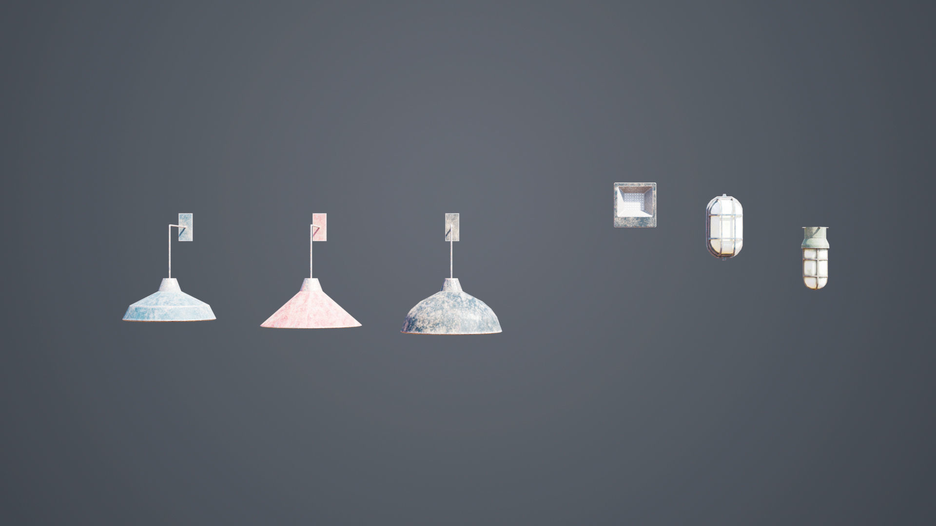 Abandoned building modular kit Low-poly 3D model_17