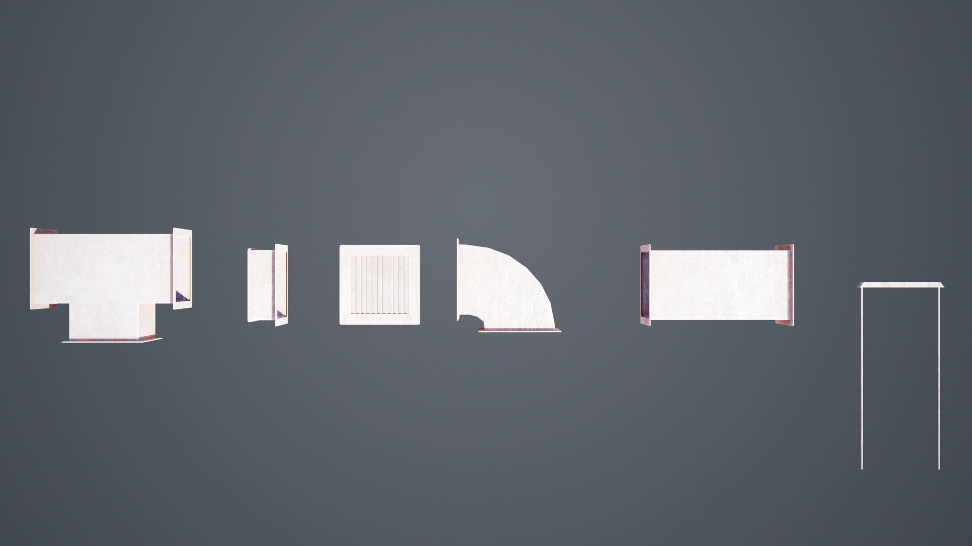 Abandoned building modular kit Low-poly 3D model_22