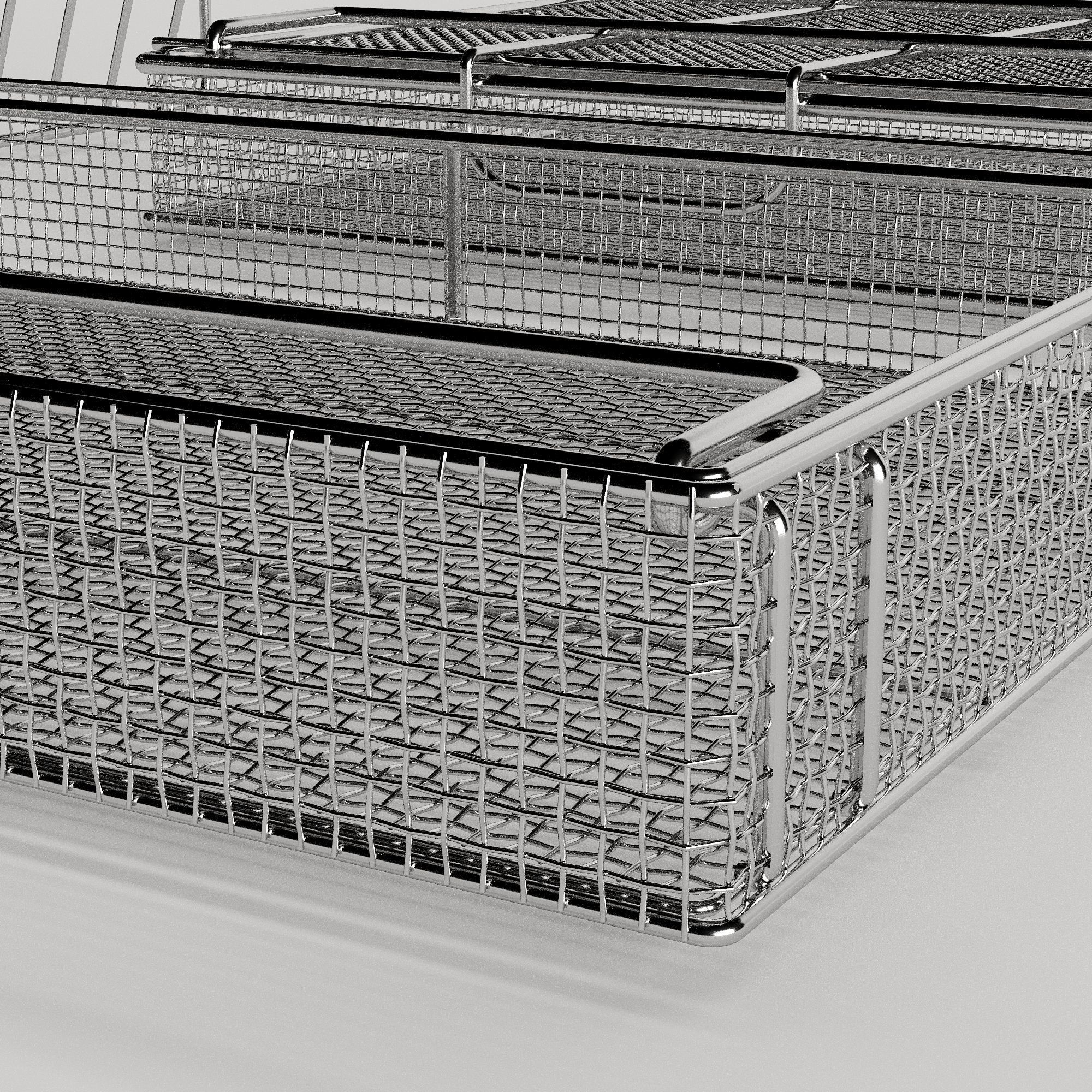 Steel baskets and tray support for instruments 3D model_5