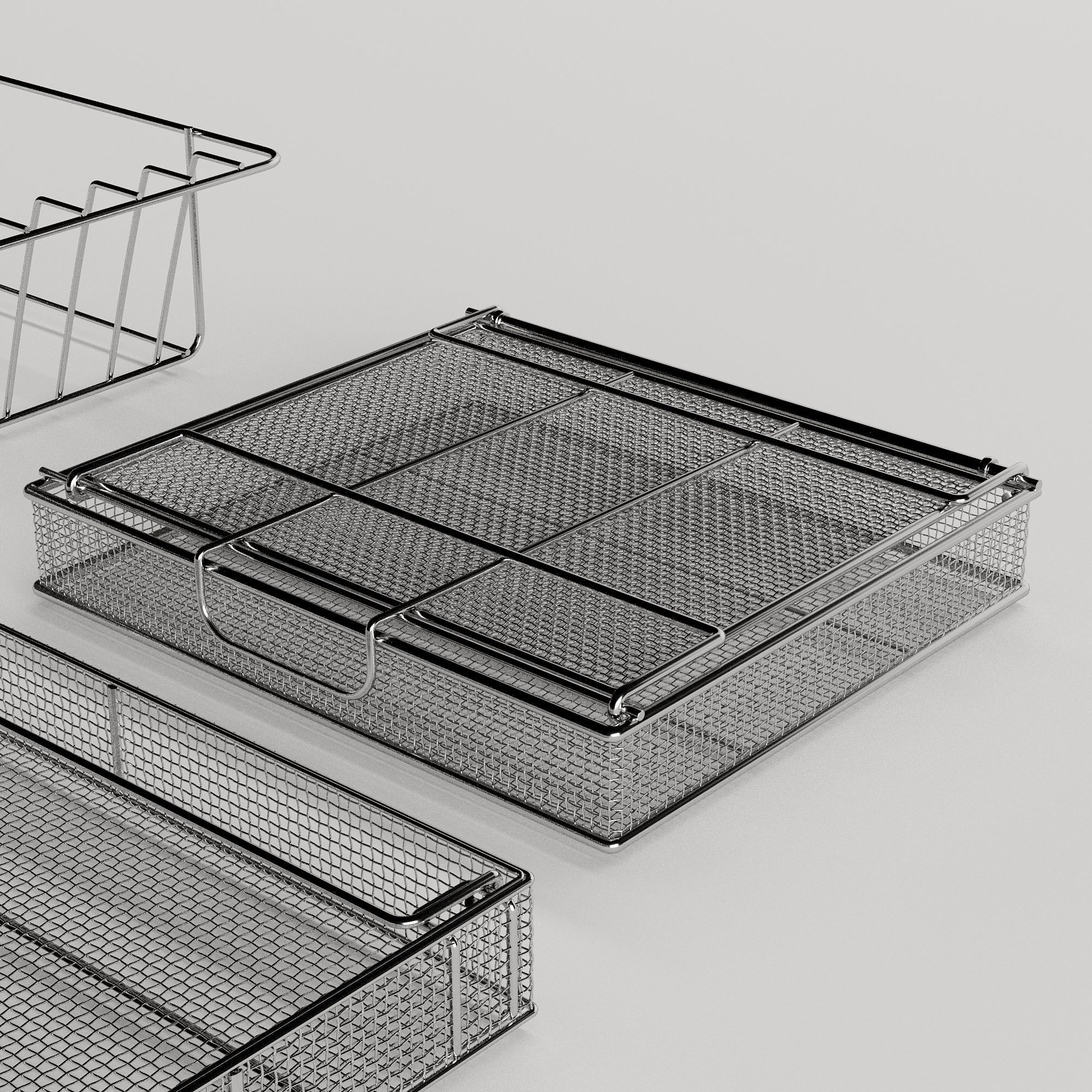 Steel baskets and tray support for instruments 3D model_3