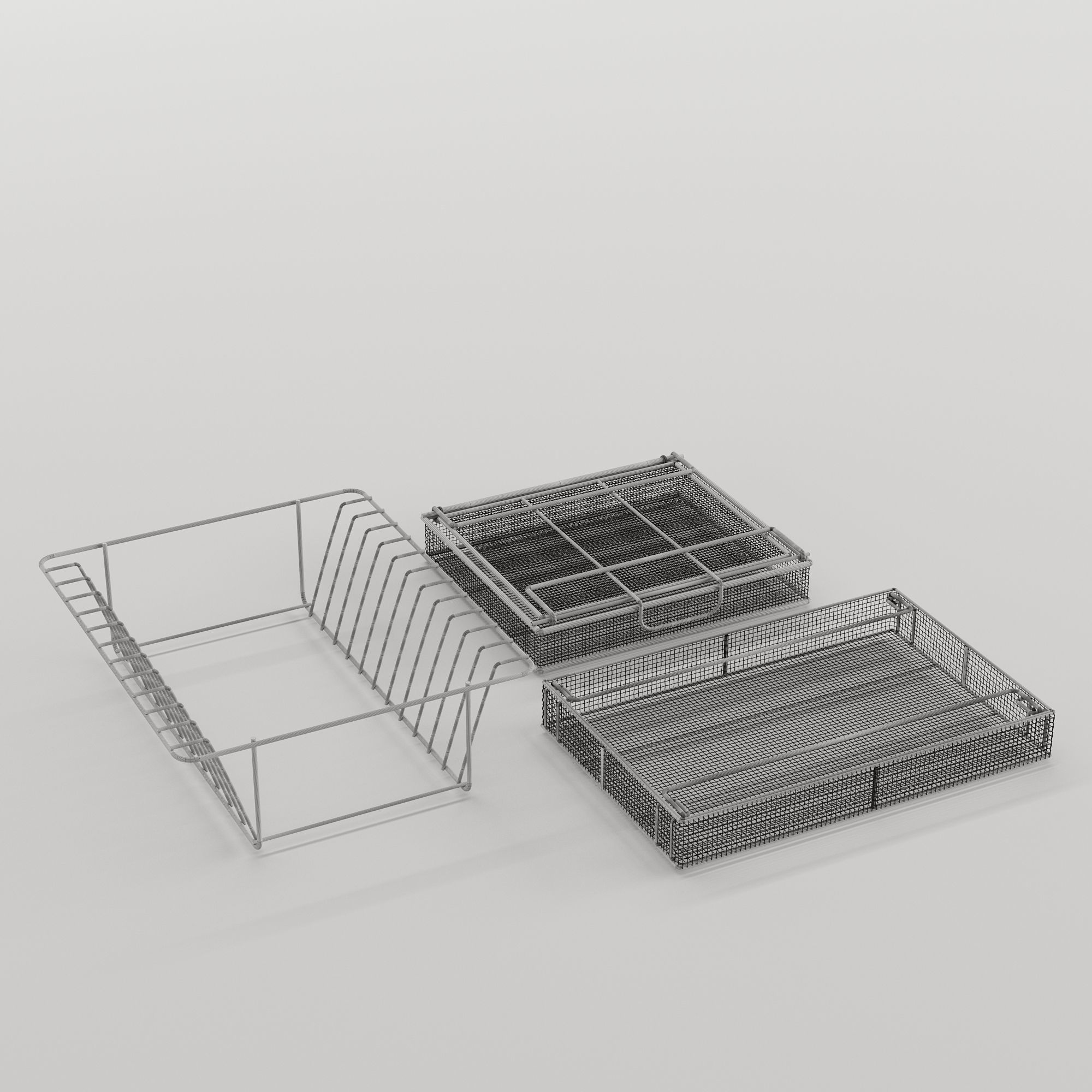 Steel baskets and tray support for instruments 3D model_1