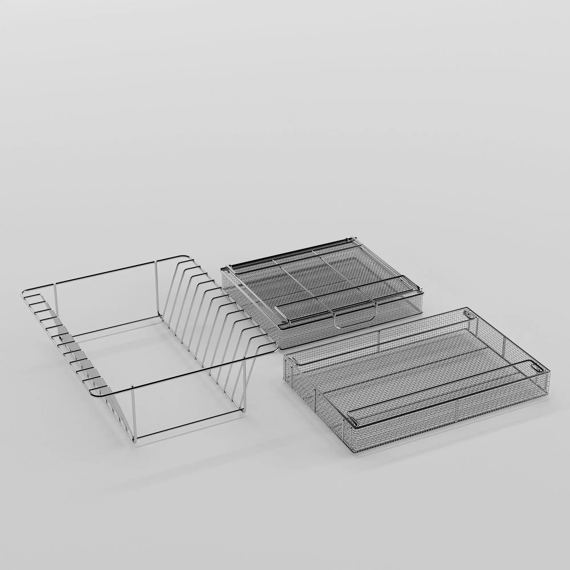 Steel baskets and tray support for instruments 3D model_0