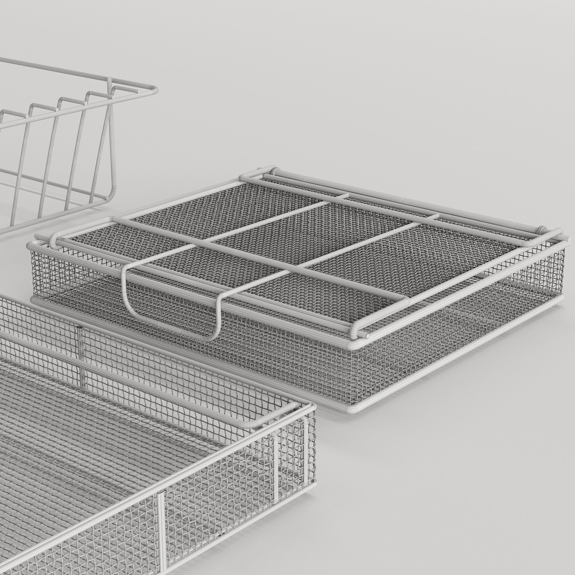 Steel baskets and tray support for instruments 3D model_4