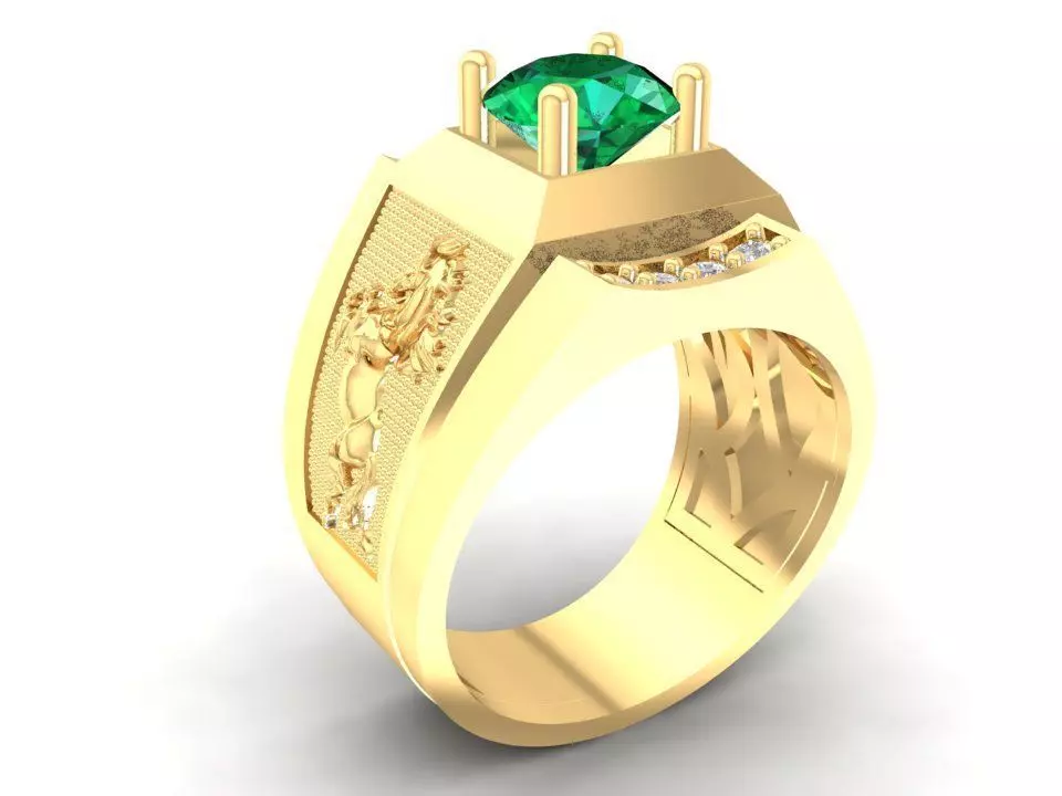 Luxury Horse Engraved Men Diamond Ring 3097 3D print model_2