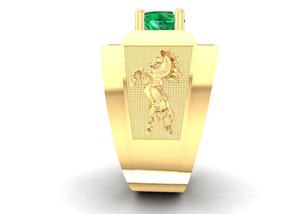 Luxury Horse Engraved Men Diamond Ring 3097 3D print model_3