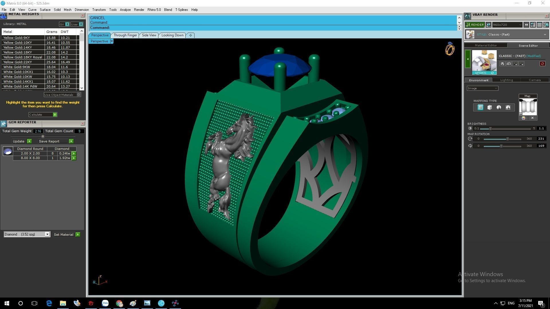 Luxury Horse Engraved Men Diamond Ring 3097 3D print model_8