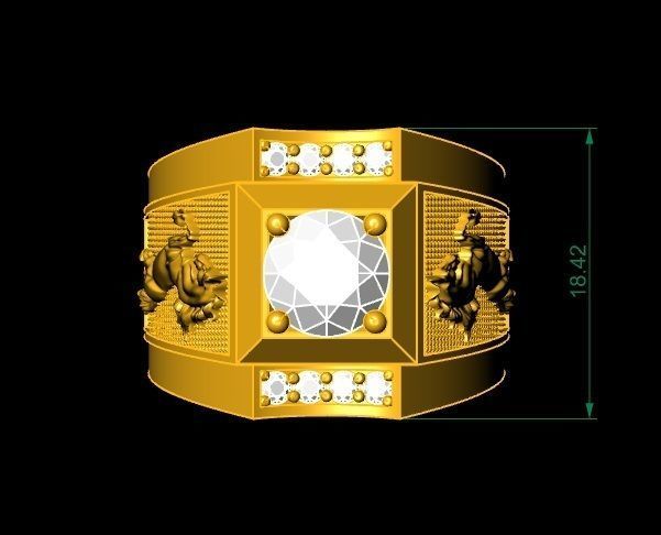 Luxury Horse Engraved Men Diamond Ring 3097 3D print model_7