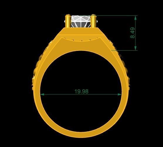 Luxury Horse Engraved Men Diamond Ring 3097 3D print model_6