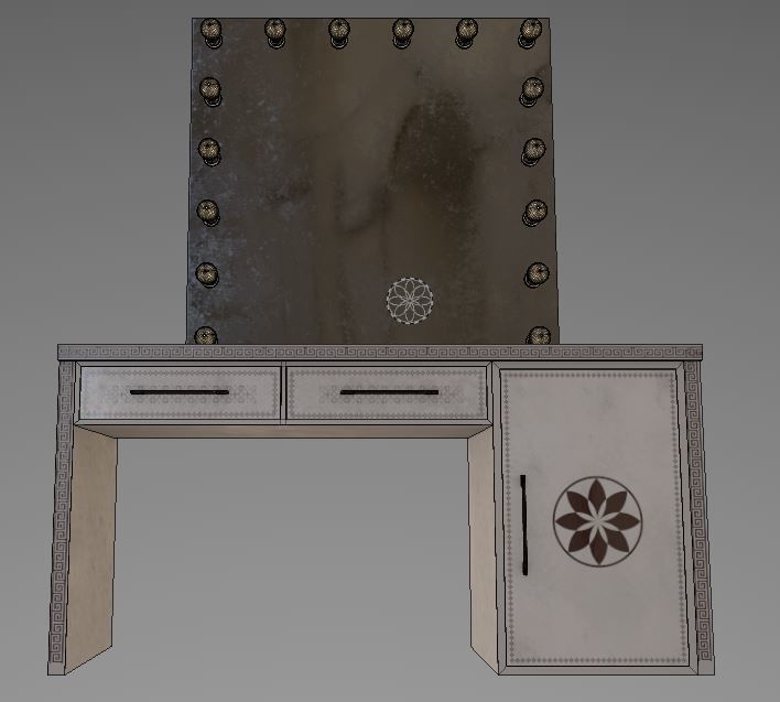 Dressing Table Cloud color Low-poly 3D model_7