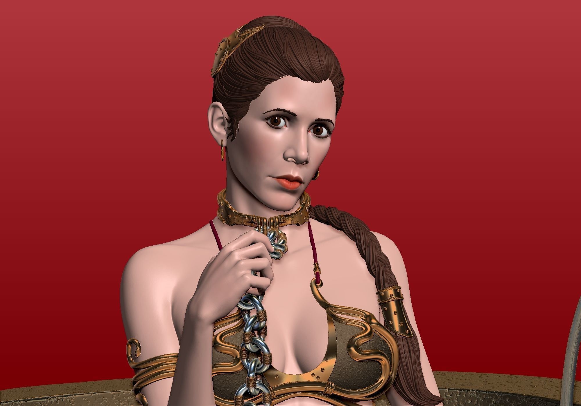 Likeness Carrie Fisher head for Slave Princess Leia  3D print model_7