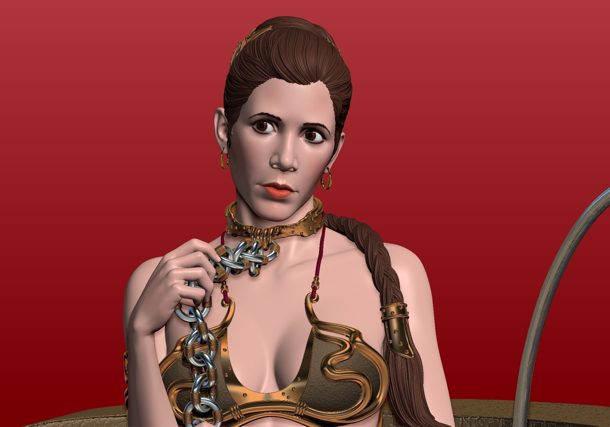 Likeness Carrie Fisher head for Slave Princess Leia  3D print model_6