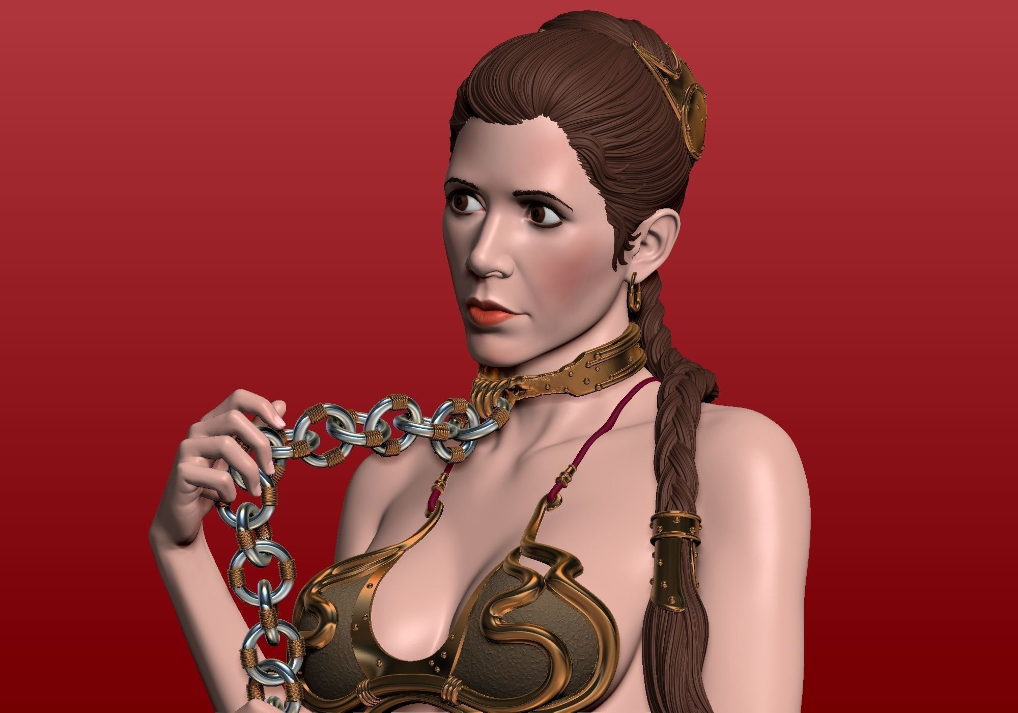 Likeness Carrie Fisher head for Slave Princess Leia  3D print model_8