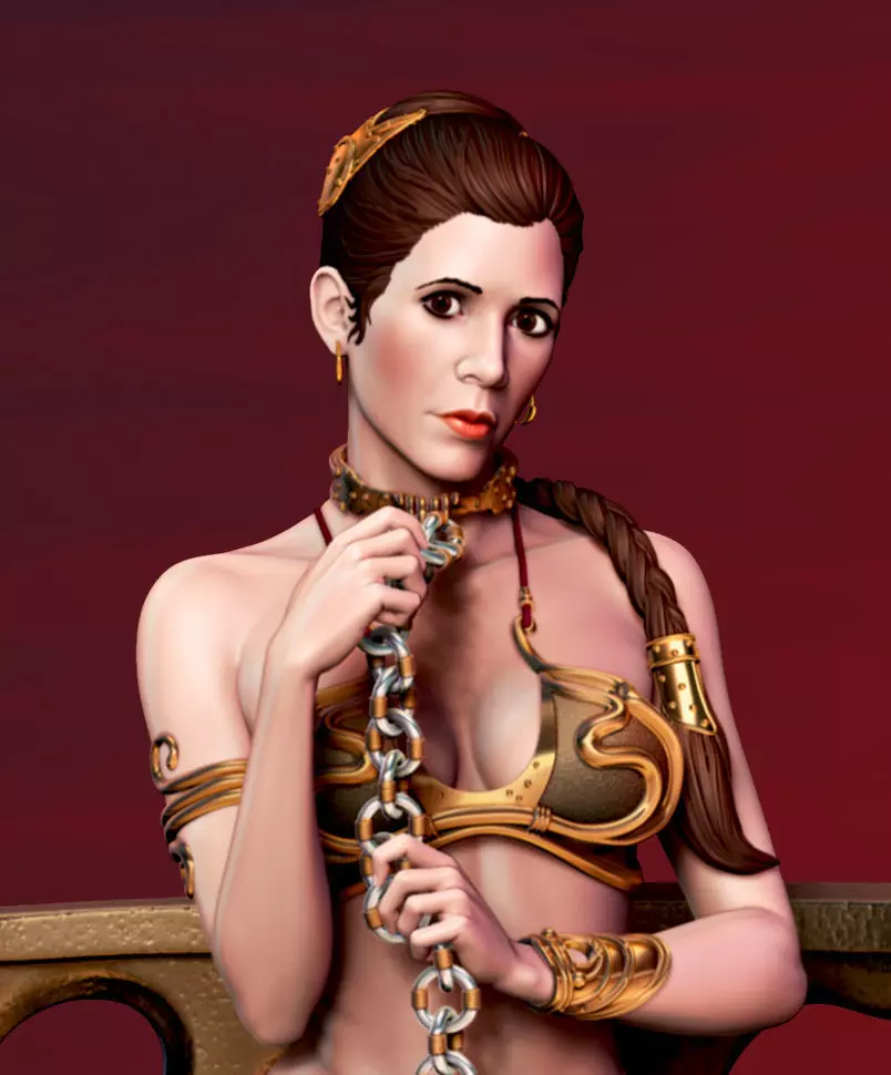 Likeness Carrie Fisher head for Slave Princess Leia  3D print model_0