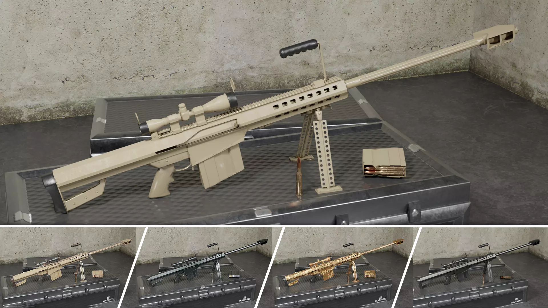 M82 Barrett Game Ready 5 Textures Low-poly 3D model Low-poly 3D model_0