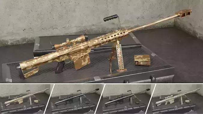 M82 Barrett Game Ready 5 Textures Low-poly 3D model