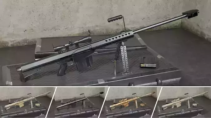 M82 Barrett Game Ready 5 Textures Low-poly 3D model