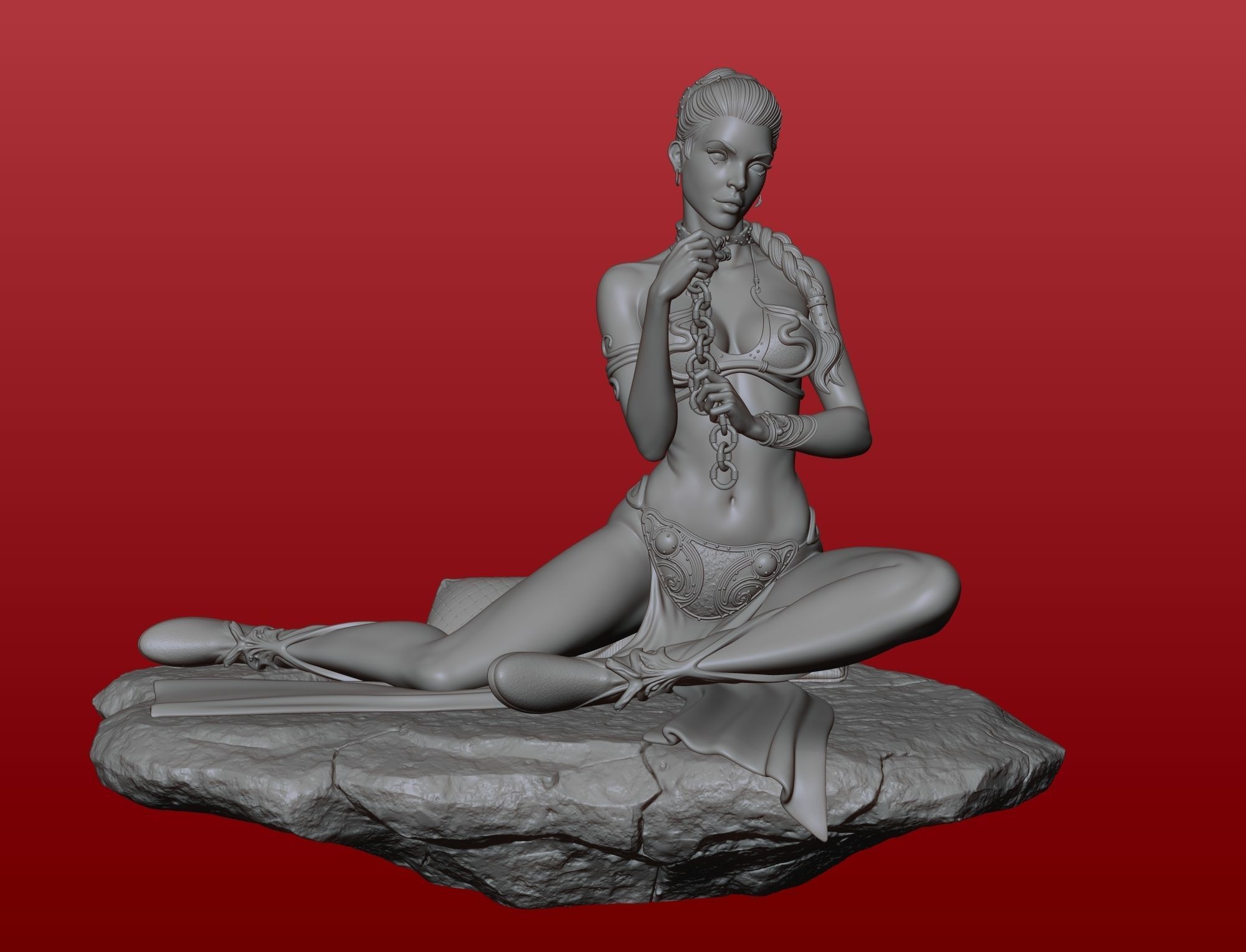Small base for Slave Princess Leia 3D print model_7