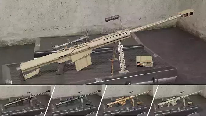 M82 Barrett Game Ready 5 Textures Low-poly 3D model