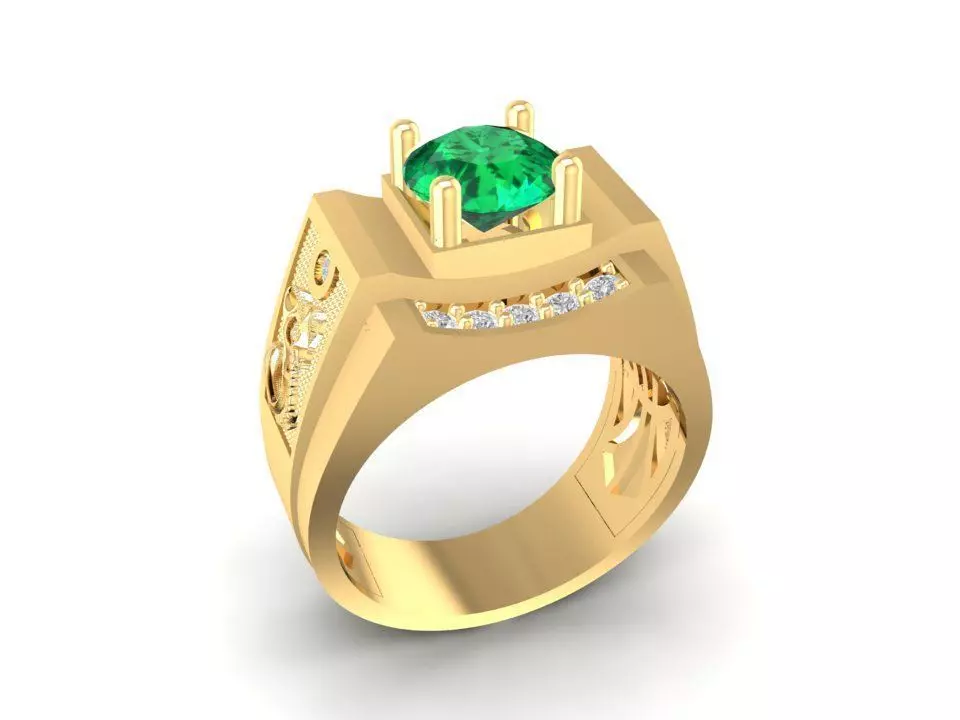 Korean Style Snake Pattern Men Emerald Ring 3098 3D print model