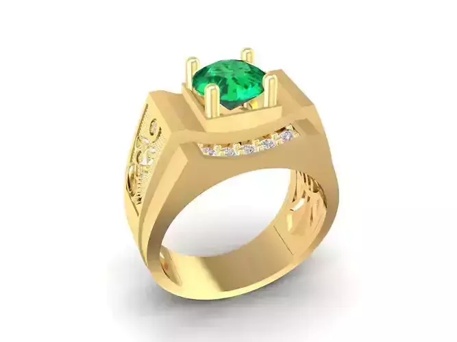 Korean Style Snake Pattern Men Emerald Ring 3098