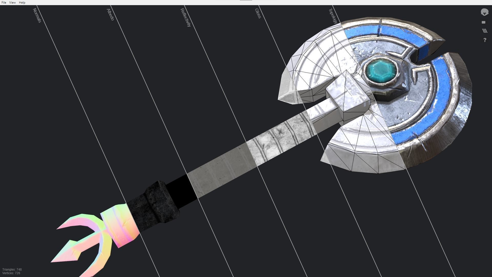 Fantasy Stylish- Axe of Disc Low-poly 3D model_6