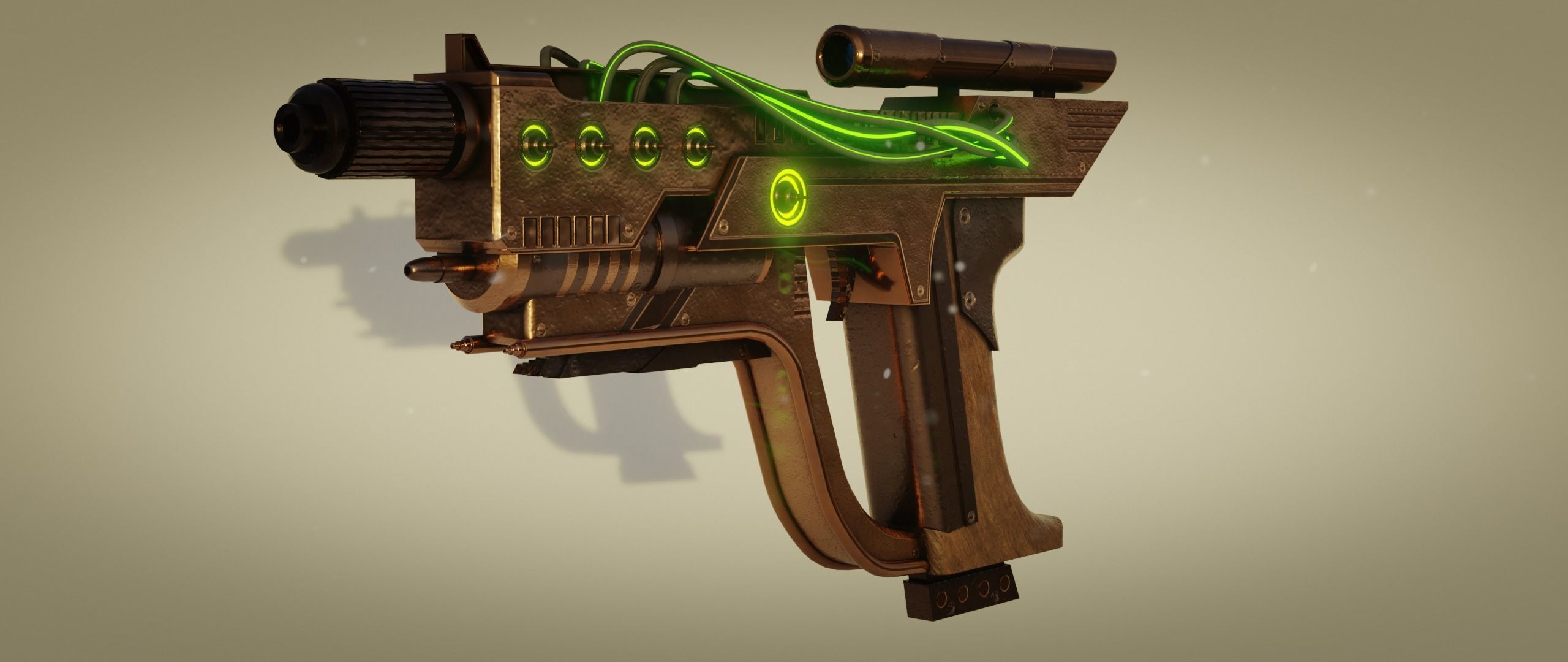 Steampunk Pistol Low-poly 3D model_1