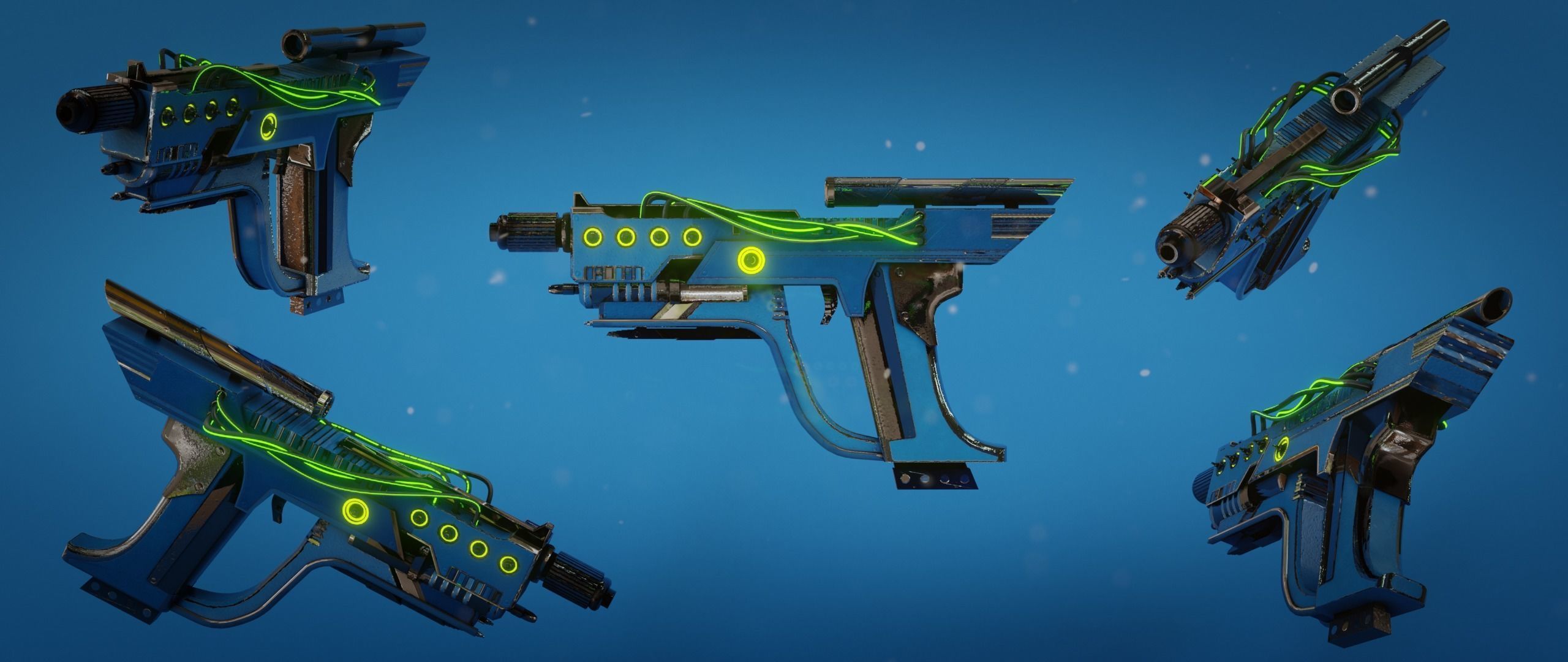 Steampunk Pistol Low-poly 3D model_7