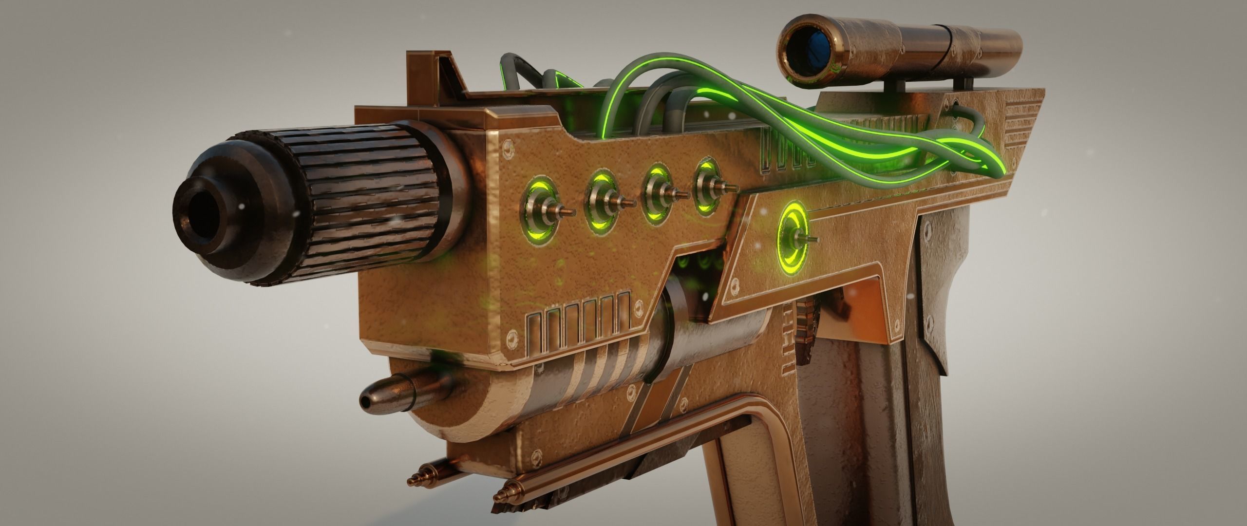 Steampunk Pistol Low-poly 3D model_4