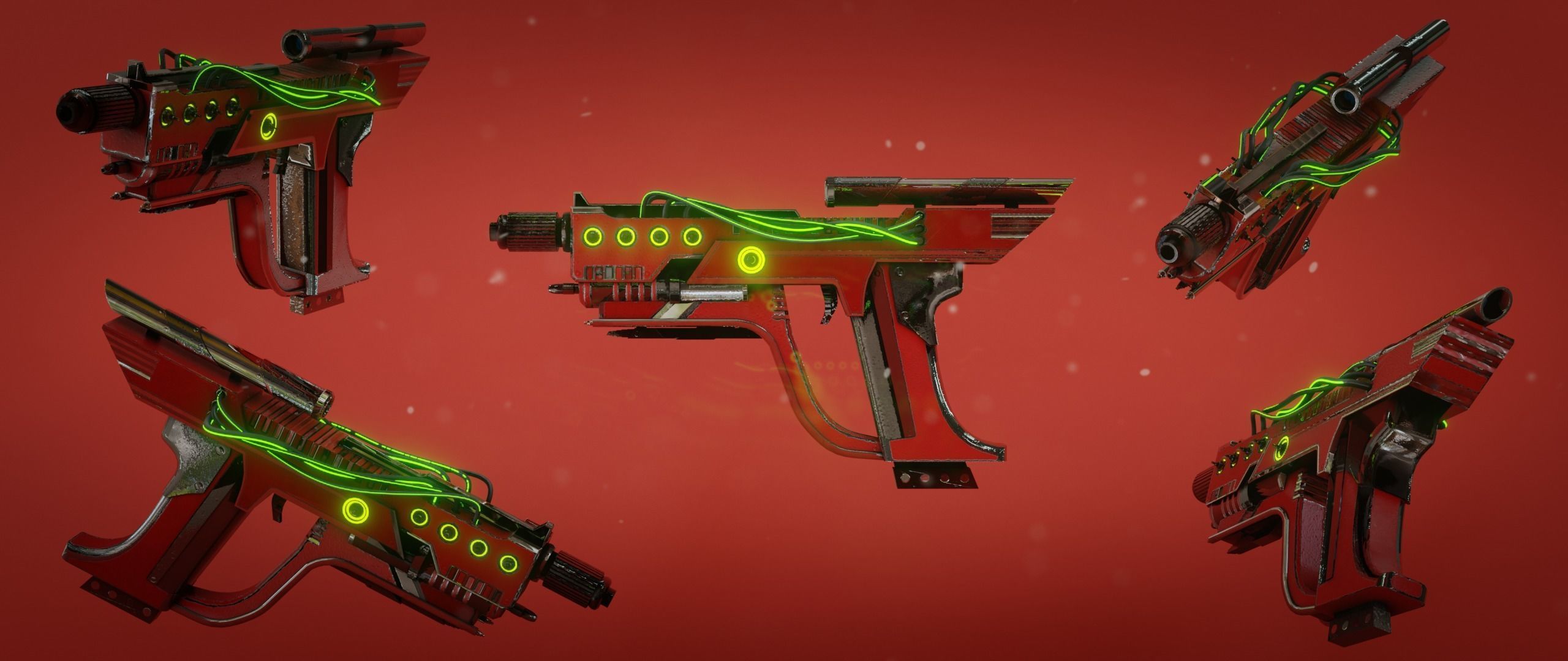 Steampunk Pistol Low-poly 3D model_6