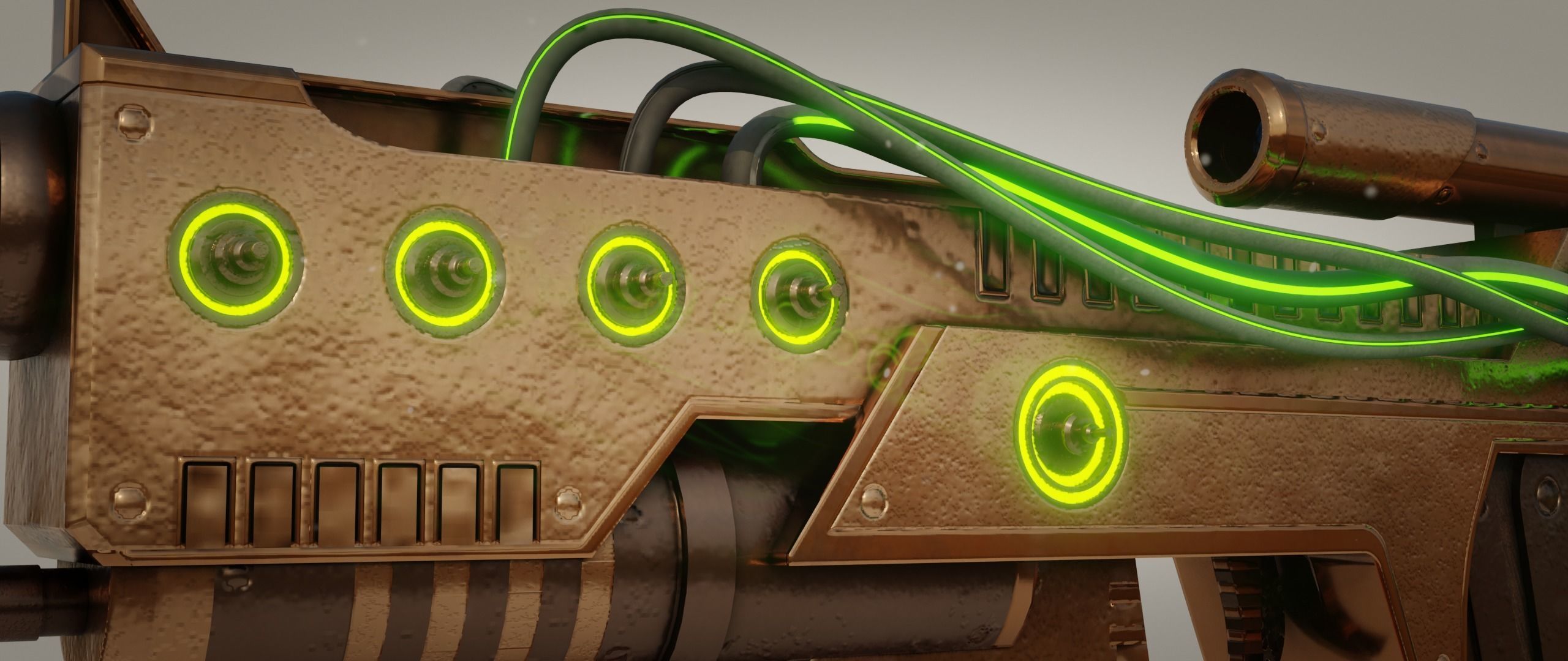 Steampunk Pistol Low-poly 3D model_5