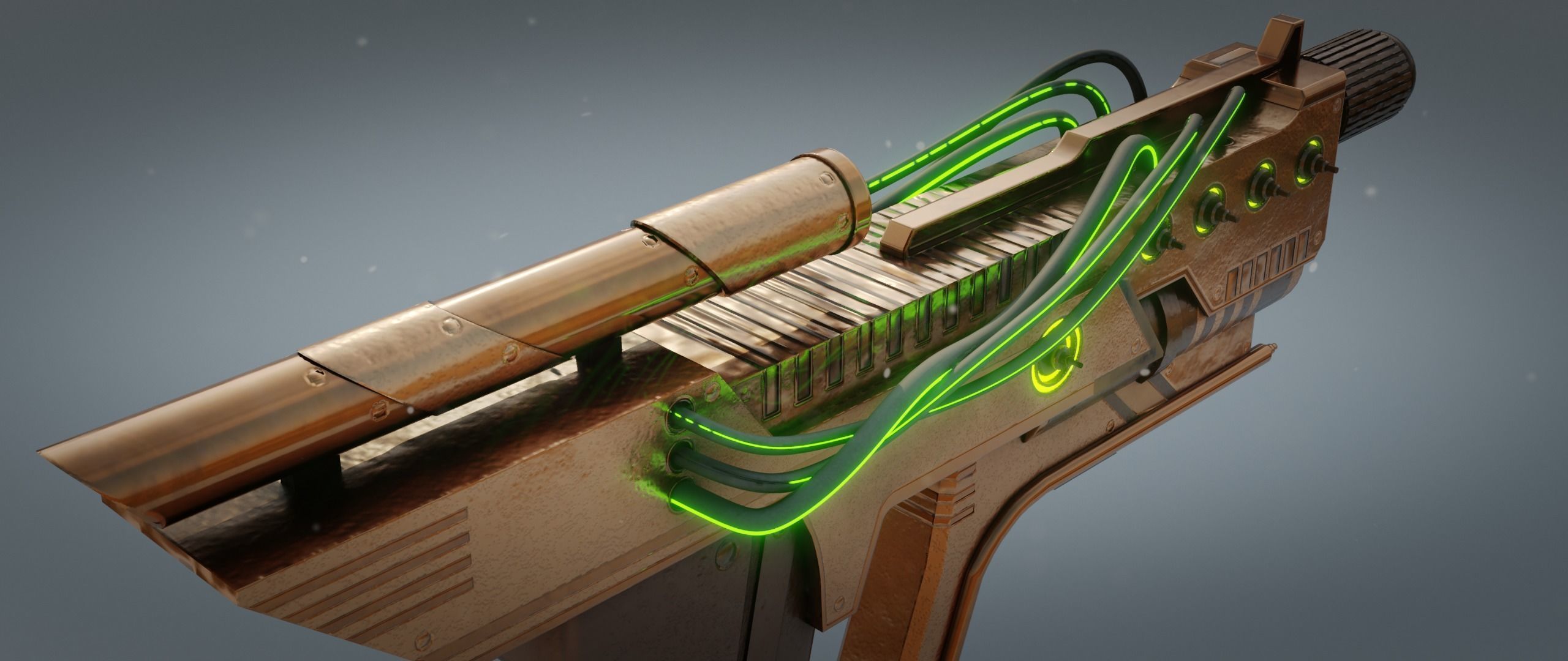 Steampunk Pistol Low-poly 3D model_3