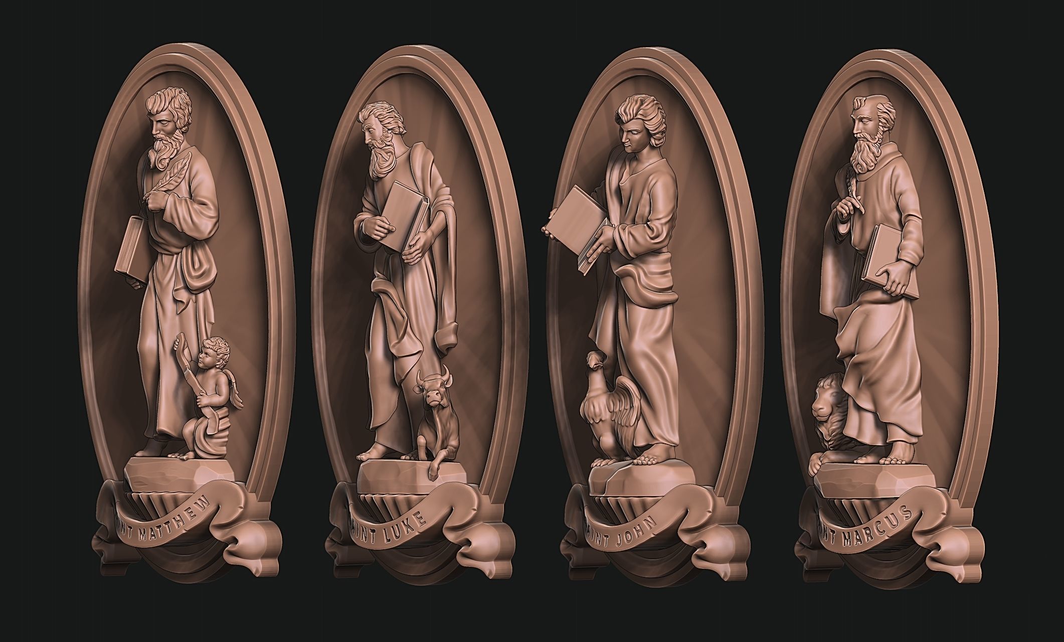 The Four Evangelist Relief - Collection -  CNC -  3D print model_1