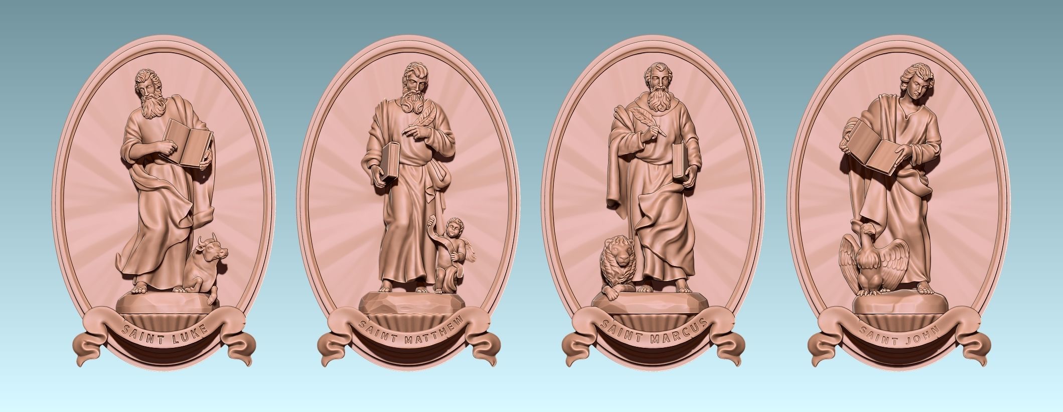 The Four Evangelist Relief - Collection -  CNC -  3D print model_17