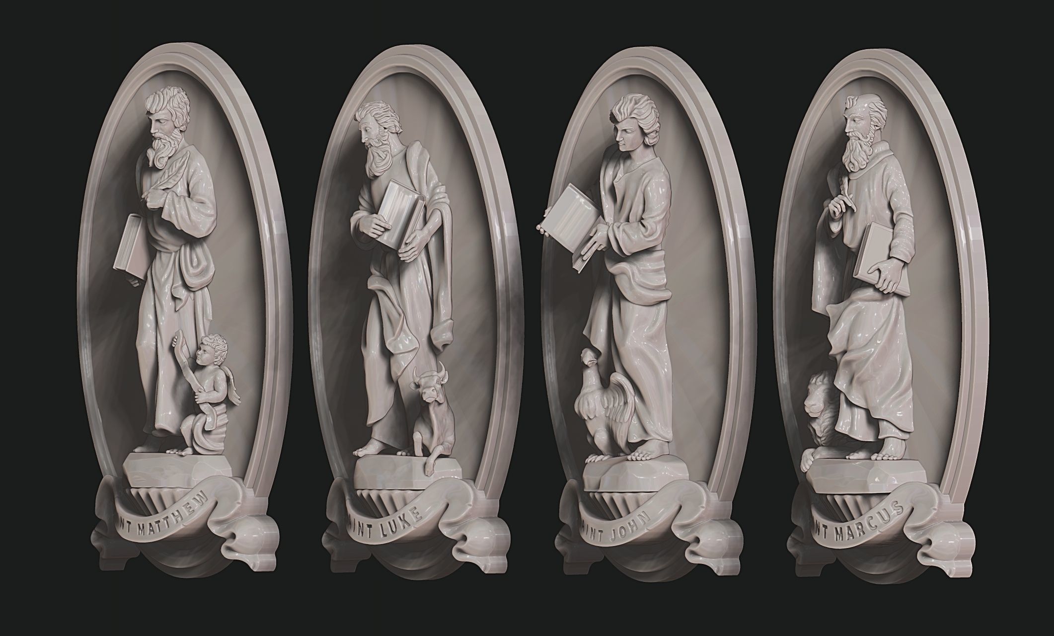The Four Evangelist Relief - Collection -  CNC -  3D print model_7