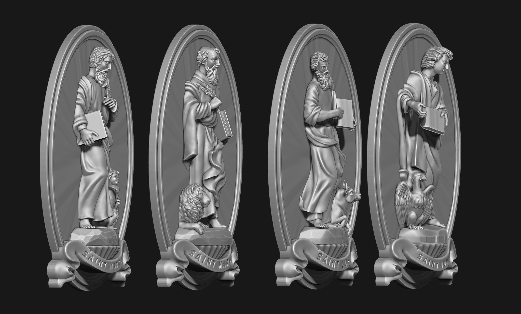 The Four Evangelist Relief - Collection -  CNC -  3D print model_12