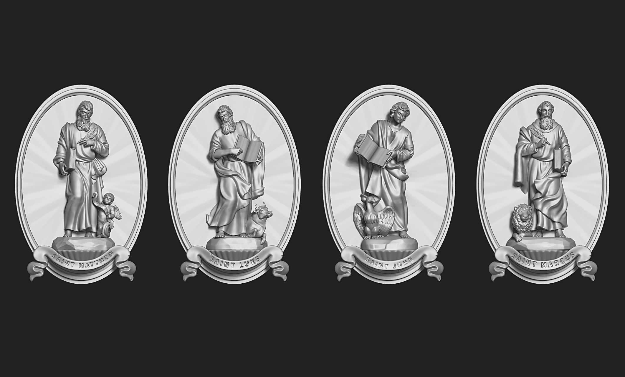The Four Evangelist Relief - Collection -  CNC -  3D print model_4