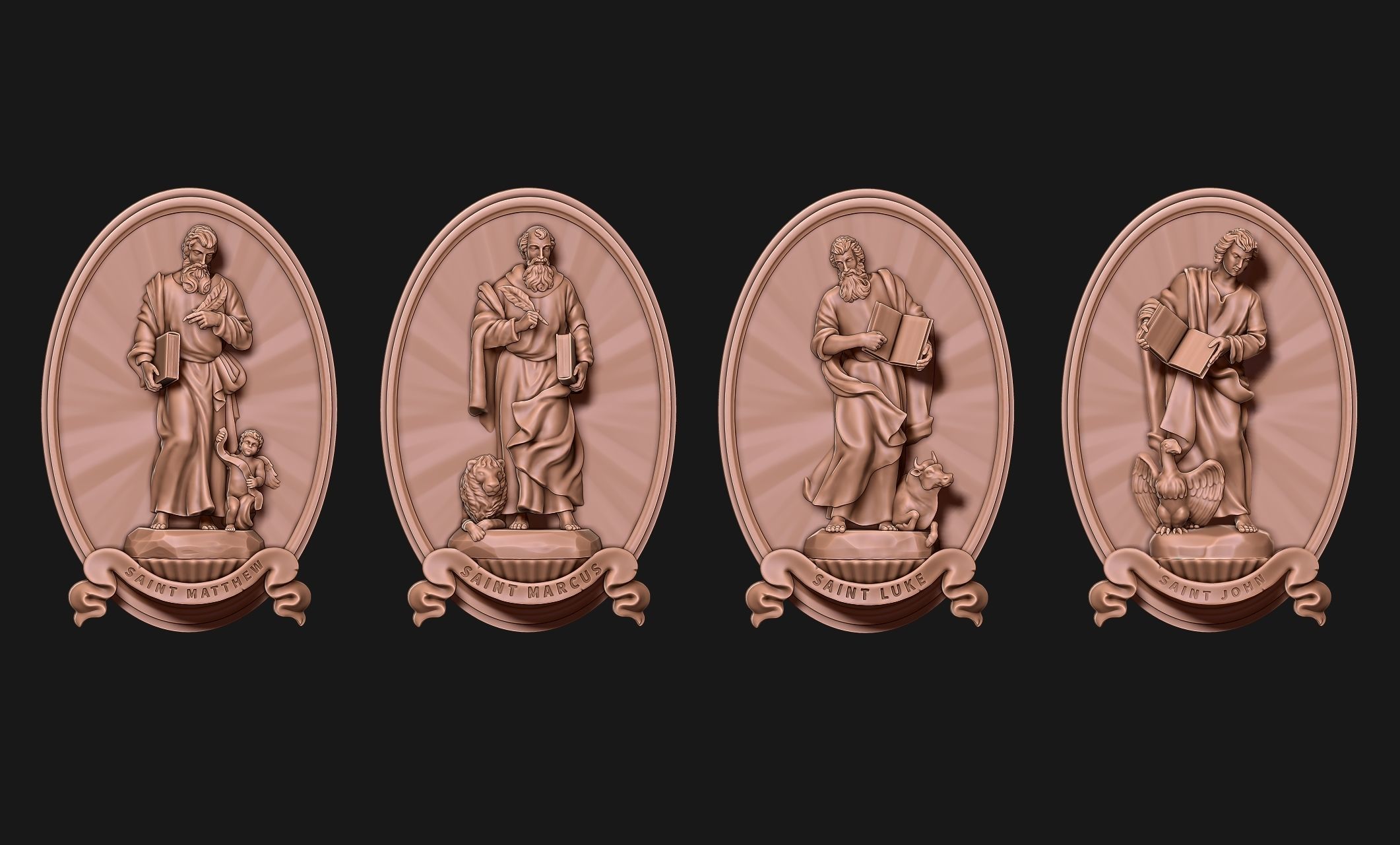 The Four Evangelist Relief - Collection -  CNC -  3D print model_9
