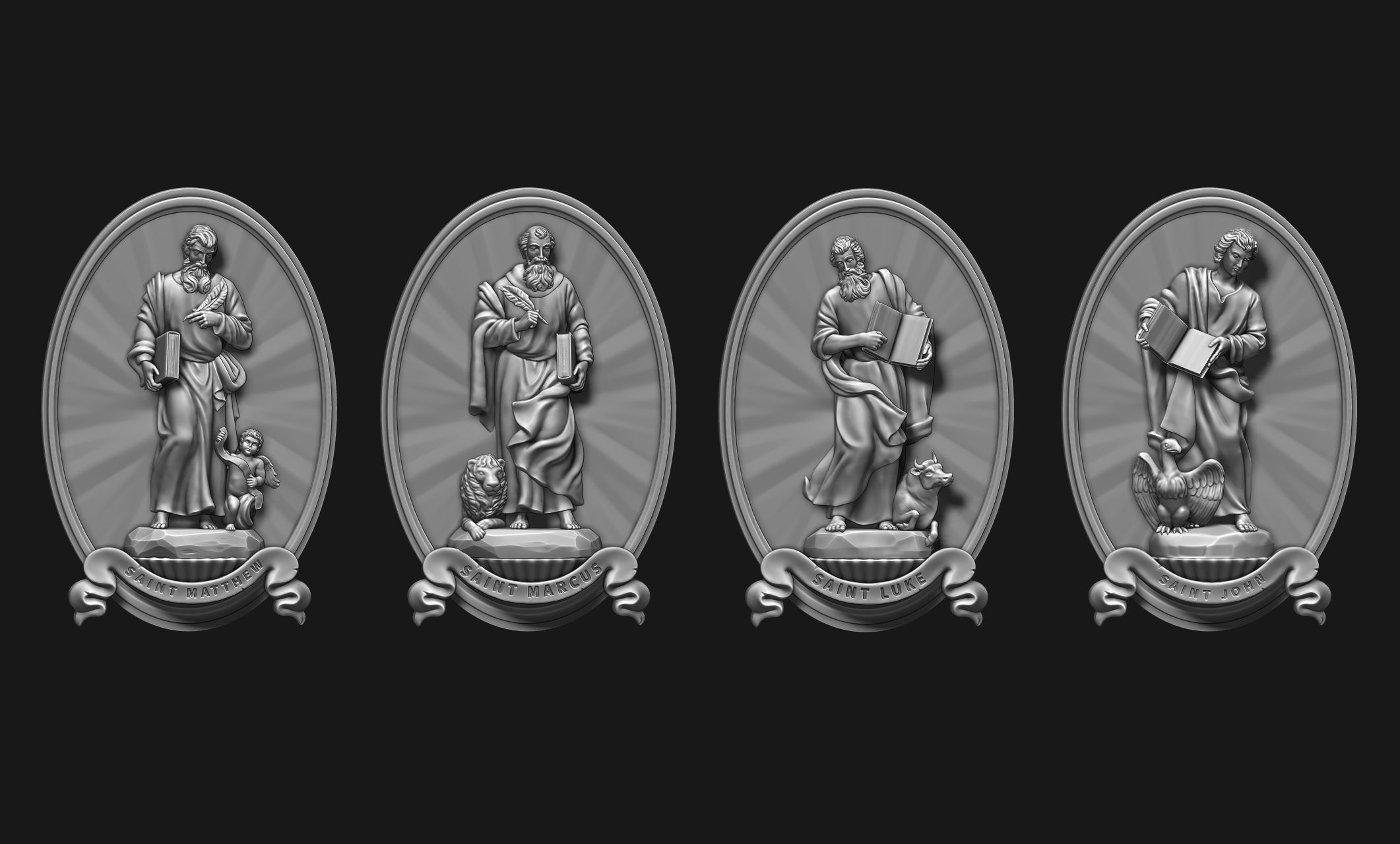 The Four Evangelist Relief - Collection -  CNC -  3D print model_13