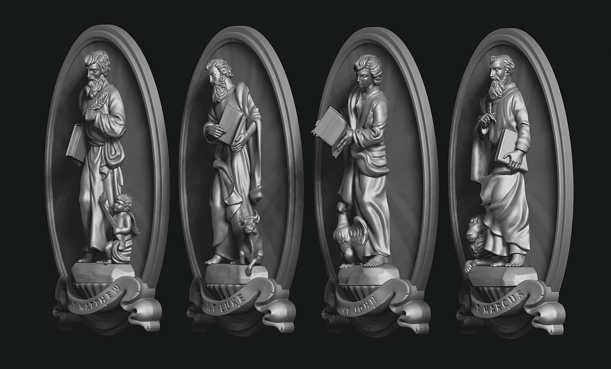 The Four Evangelist Relief - Collection -  CNC -  3D print model_3