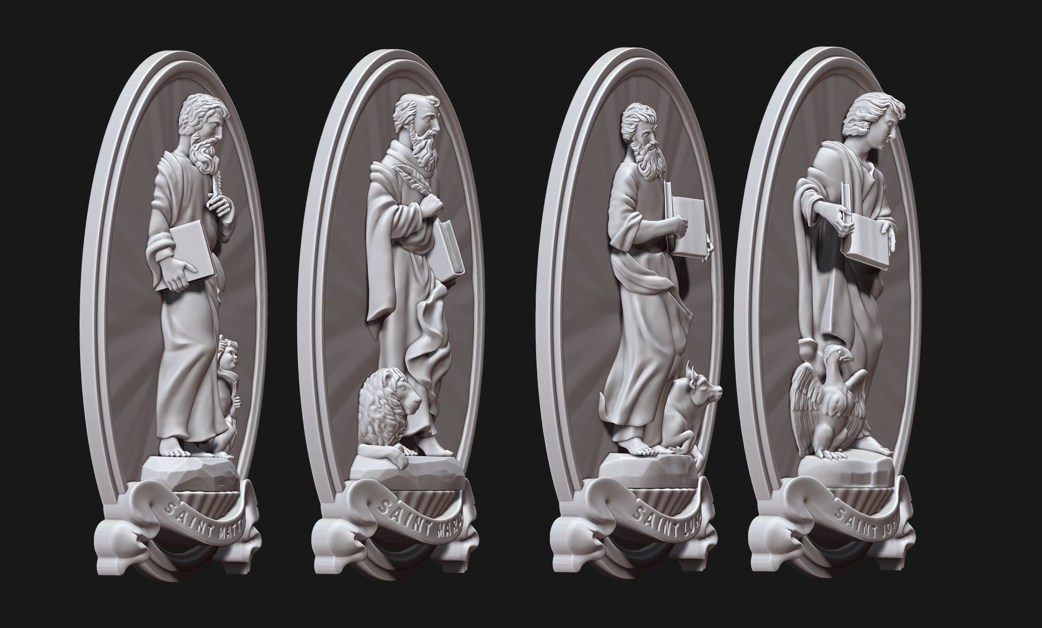The Four Evangelist Relief - Collection -  CNC -  3D print model_15